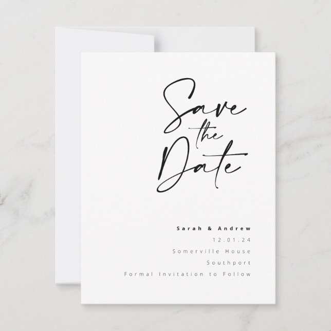Modern Minimalist Script Save the Date (Front)