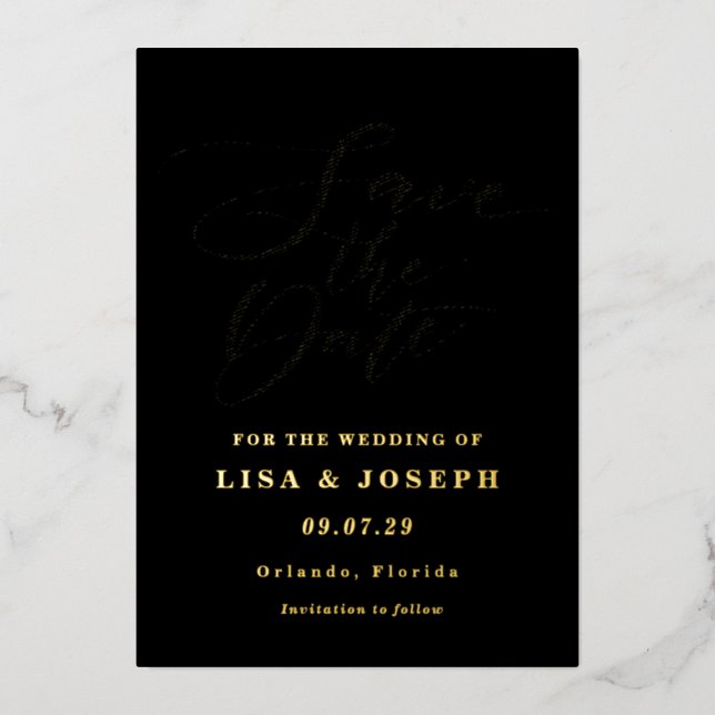 Modern Minimalist Script Save the Date Foil (Front)
