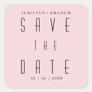 modern minimalist script save the date square sticker