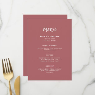 Modern Minimalist Script   Terra Rosa Wedding Menu