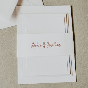 Modern Minimalist Script   Terracotta Wedding Invitation Belly Band
