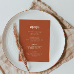 Modern Minimalist Script Terracotta | Wedding Menu<br><div class="desc">This elegant,  minimalist wedding menu card features modern script typography and clean,  sans serif text for a simple and boho terracotta and white design you will love.</div>