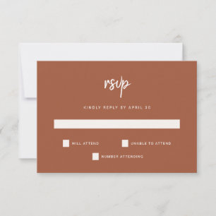 Modern Minimalist Script   Terracotta Wedding RSVP Card