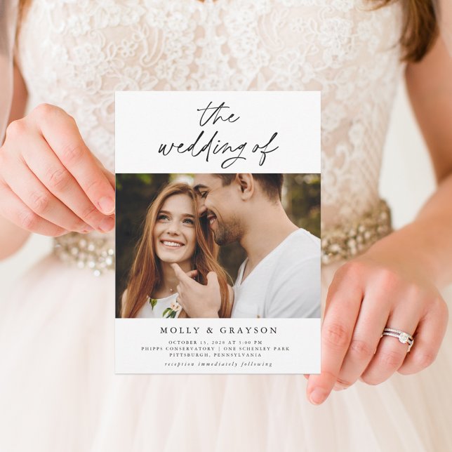 Modern Minimalist Script | Two Photo Wedding  Invitation (Creator Uploaded)