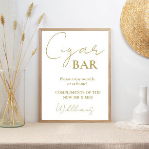 Modern Minimalist Script Wedding Cigar Bar Sign