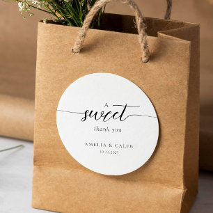Modern Minimalist Script Wedding Classic Round Sticker