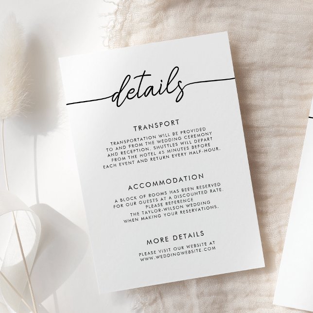 Modern Minimalist Script Wedding Details Enclosure Card (Creator Uploaded)