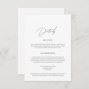 Modern Minimalist Script Wedding Details Enclosure Card