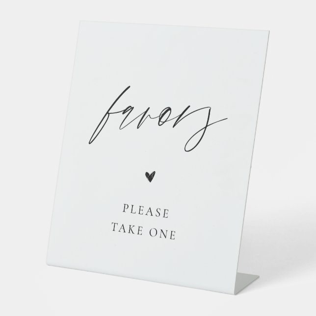 Modern Minimalist Script Wedding Favours Sign (Front)