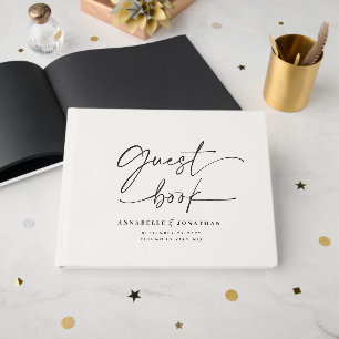 Modern Minimalist Script Wedding Guest Book chic