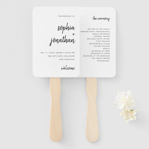 Modern Minimalist Script Wedding Hand Fan