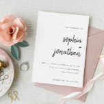 Modern Minimalist Script | Wedding Invitation<br><div class="desc">These elegant,  minimalist wedding invitations feature modern script typography and clean,  sans serif text for a simple and stylish black and white design you will love.</div>