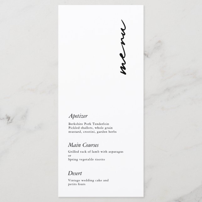 Modern Minimalist Script Wedding Menu (Front)
