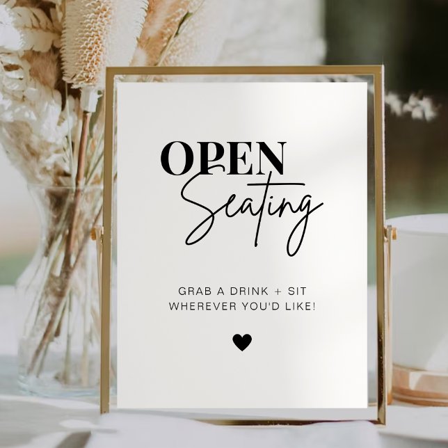Modern Minimalist Script Wedding Open Seating Sign (Creator Uploaded)