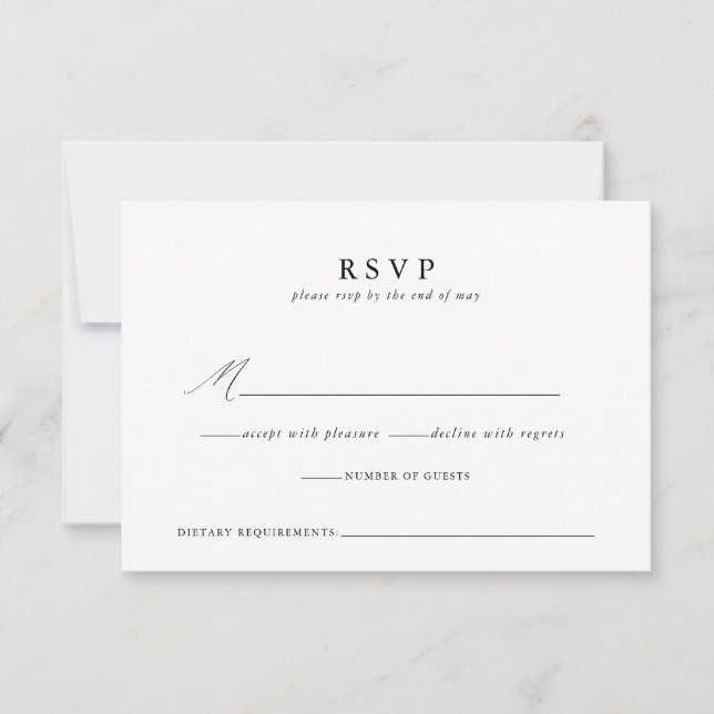 Modern Minimalist Script Wedding Response Card (Front)