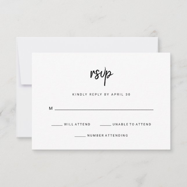 Modern Minimalist Script | Wedding RSVP Card (Front)