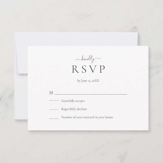 Modern Minimalist Script Wedding RSVP Card (Devant)