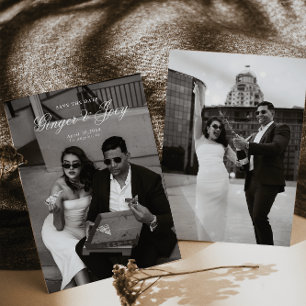 Modern Minimalist Script Wedding Save the date Invitation