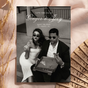 Modern Minimalist Script Wedding Save the date Invitation