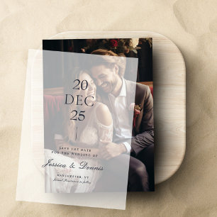 Modern Minimalist Script Wedding Save the Date Vellum Invitations