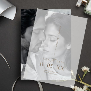 Modern Minimalist Script Wedding Save the Date Vellum Invitations