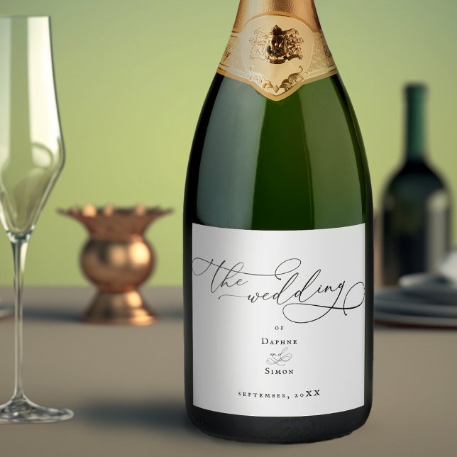 Modern Minimalist Script Wedding Sparkling Wine La Label (Creator Uploaded)