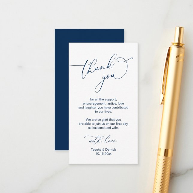Modern Minimalist Script, Wedding Thank you  Enclo Enclosure Card (Front/Back In Situ)