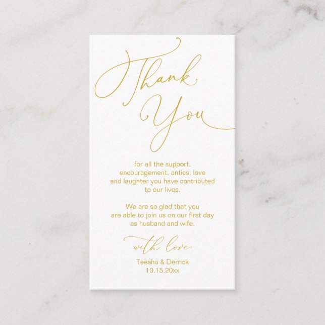 Modern Minimalist Script, Wedding Thank you  Enclo Enclosure Card (Front)