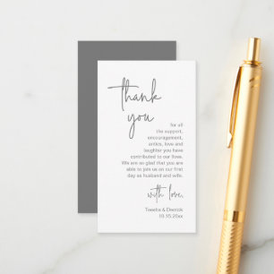 Modern Minimalist Script, Wedding Thank you Enclosure Card