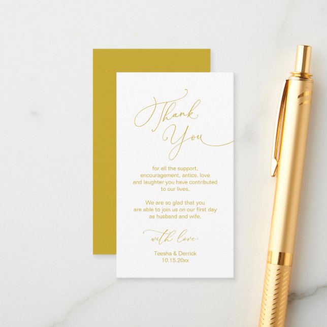 Modern Minimalist Script, Wedding Thank you  Enclosure Card (Front/Back In Situ)