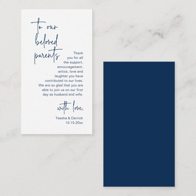 Modern Minimalist Script, Wedding Thank you  Enclosure Card (Front/Back)