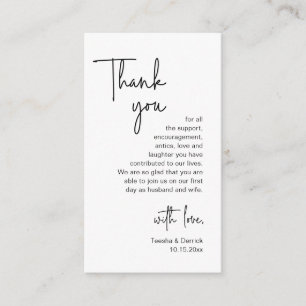 Modern Minimalist Script, Wedding Thank you Enclosure Card