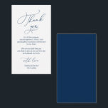 Modern Minimalist Script, Wedding Thank you Enclosure Card<br><div class="desc">This is the Modern minimalist,  navy blue Script,  Wedding reception Enclosure Card. You can change the font colours,  and add your wedding thank you notes.</div>