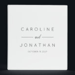 Modern Minimalist Script White Custom Wedding Binder<br><div class="desc">Modern Minimalist Script Purple White and Black Custom Wedding 3 ring binder</div>