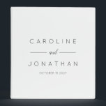 Modern Minimalist Script White Custom Wedding Binder<br><div class="desc">Modern Minimalist Script Purple White and Black Custom Wedding 3 ring binder</div>