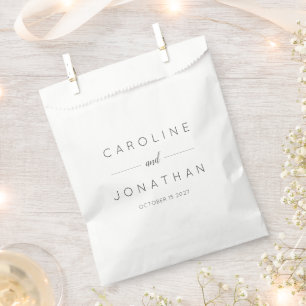 Modern Minimalist Script White Custom Wedding Favour Bag