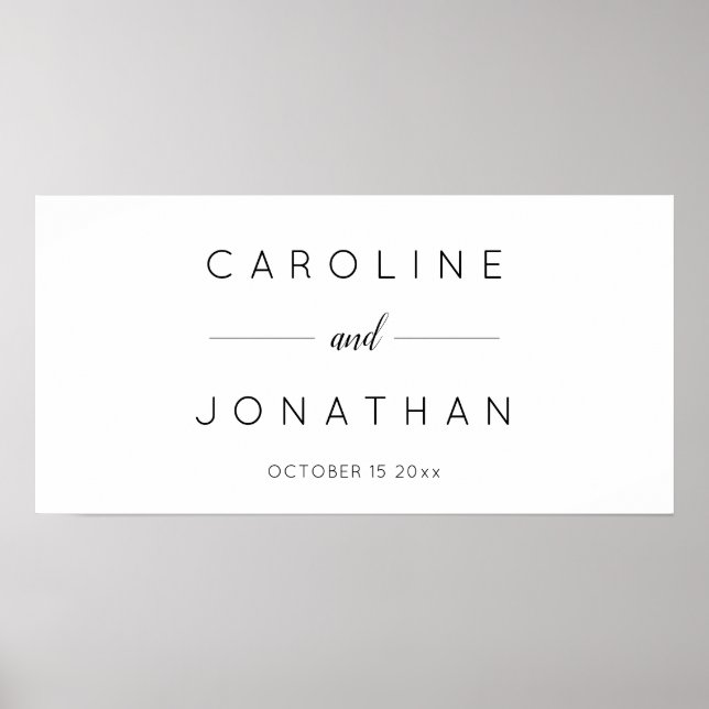 Modern Minimalist Script White Custom Wedding Poster (Front)