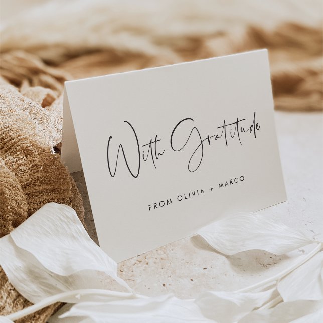 Modern Minimalist Script "With Gratitude" Thank You Card (Creator Uploaded)