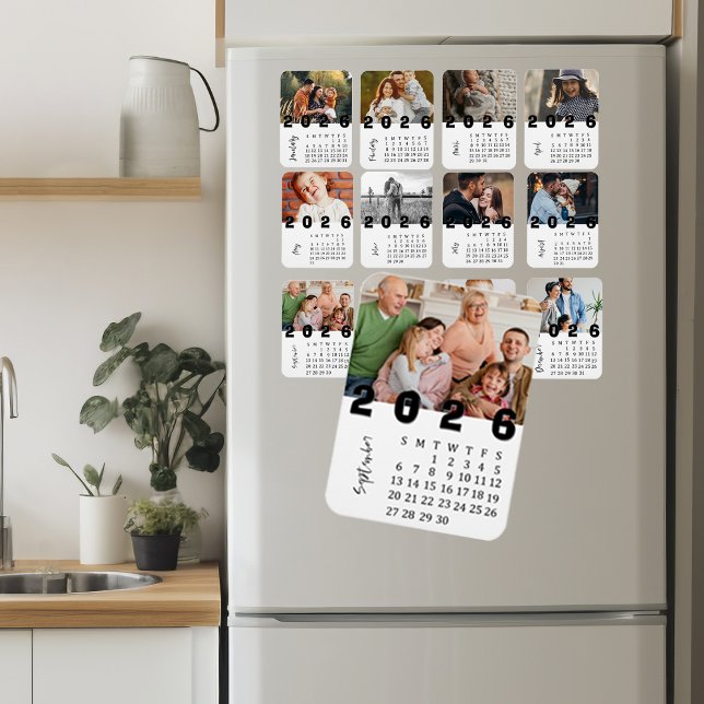 Modern Minimalist September 2026 Photo Calendar Magnet (Modern Minimalist September 2026 Photo Calendar Magnet)