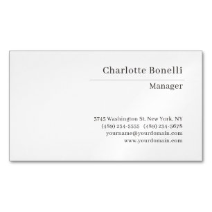 Modern Minimalist Serif Font Plain Simple Magnetic Business Card