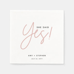 Modern Minimalist She Said Yes Engagement Party Napkin