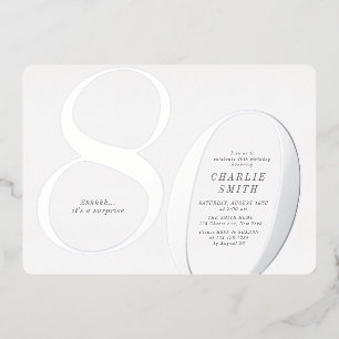 Modern minimalist silver 80th birthday