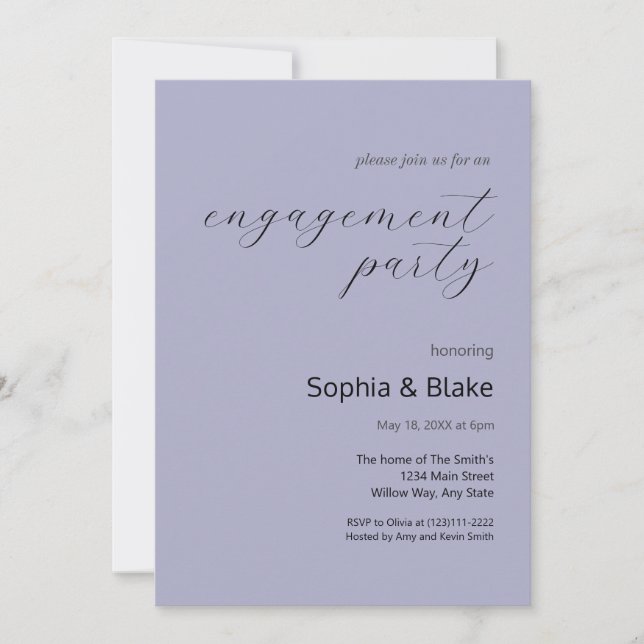 Modern Minimalist Silver Engagement Party Invitation (Front)