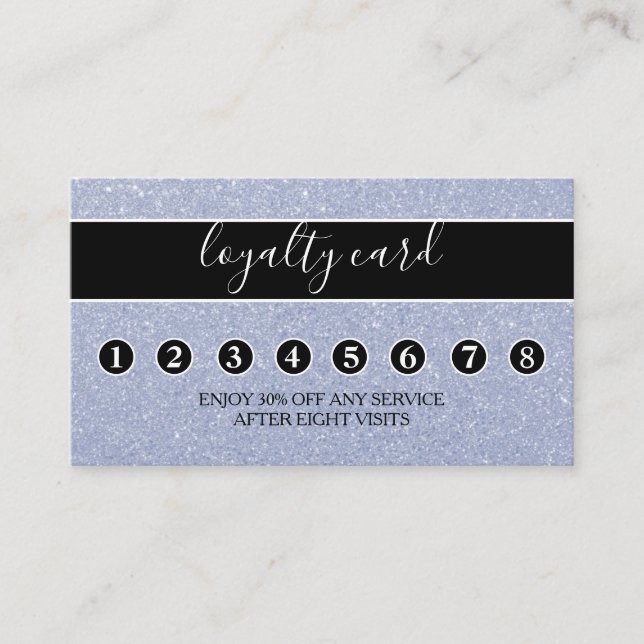 Modern Minimalist Silver Glitter Loyalty Card (Front)