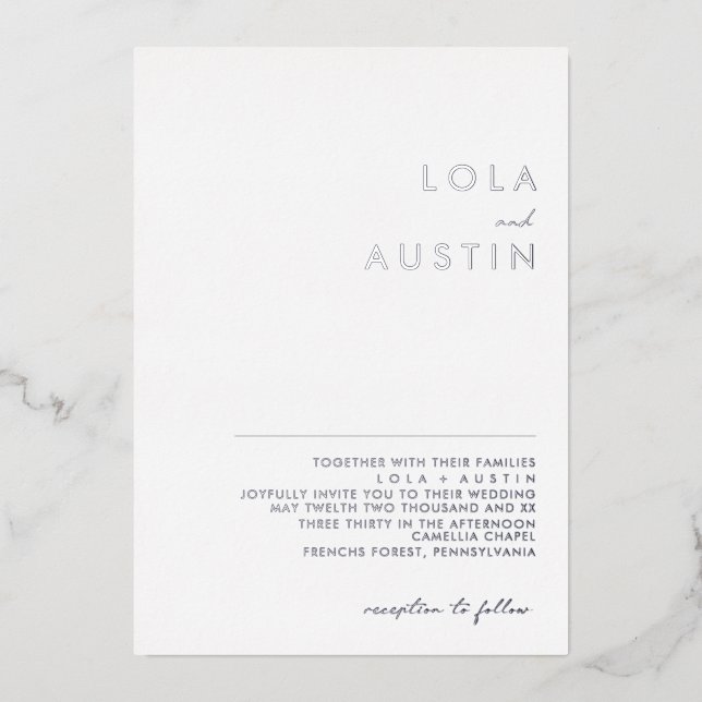 Modern Minimalist | Silver Wedding Real (Front)