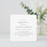 Modern Minimalist Simple Baby Shower White Square