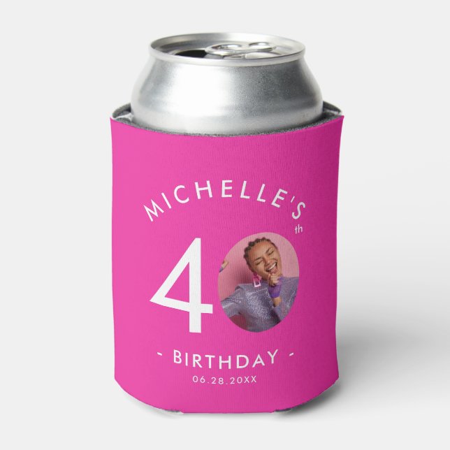 Modern Minimalist Simple Birthday Party Photo Can Cooler (Can Front)