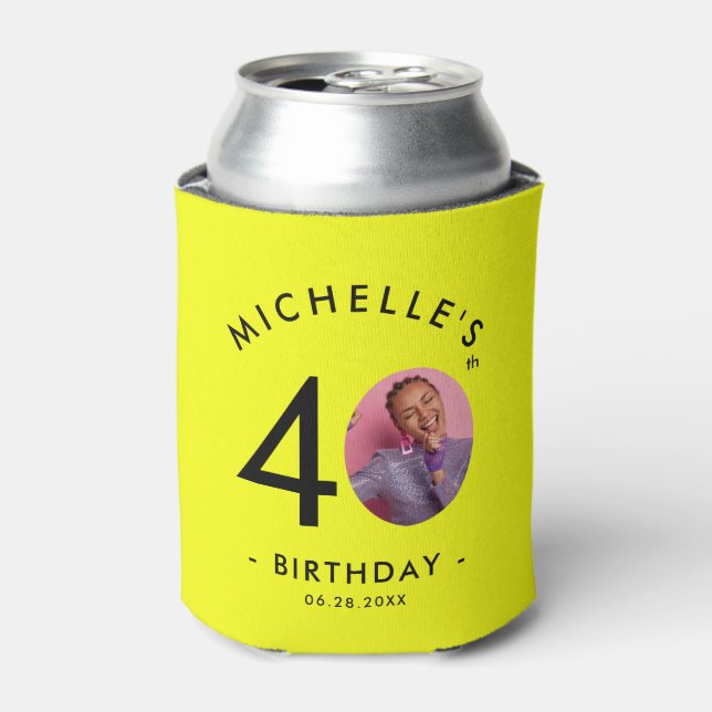 Modern Minimalist Simple Birthday Party Photo Can Cooler (Can Front)