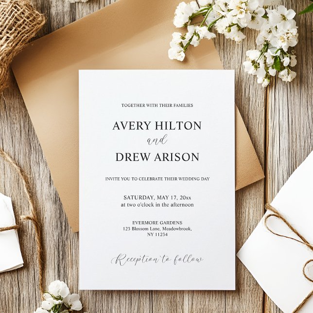 Modern Minimalist Simple Black and White Invitation (black and white simple modern wedding card)