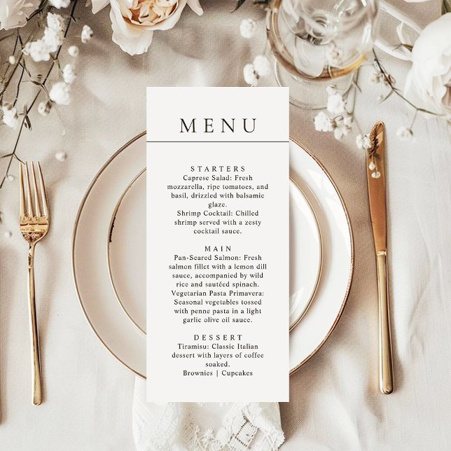 Modern Minimalist Simple Black Line Wedding Dinner Menu (Creator Uploaded)